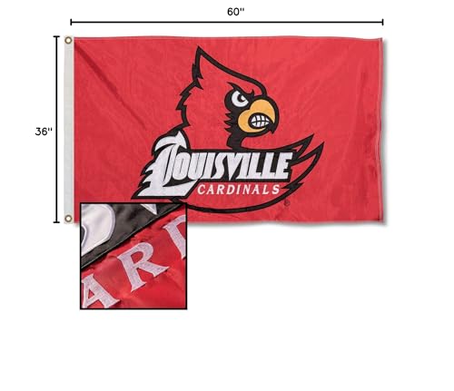 College Flags & Banners Co. Louisville Cardinals Embroidered and Stitched Nylon Flag