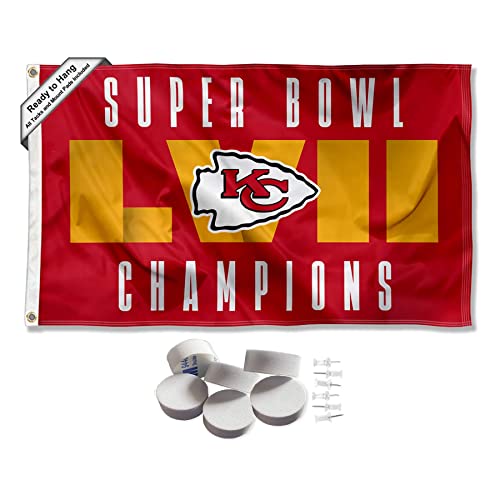 Kansas City Chiefs Super Bowl 2022 2023 LVII Champions Banner and Tapestry Wall Tack Pads