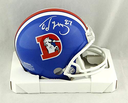 Ed McCaffrey Autographed Denver Broncos 75-96 TB Mini Helmet- JSA W Auth *Silver