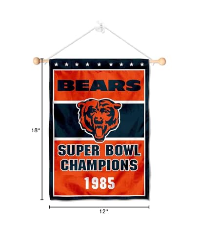 Chicago Bears 1985 Champions Banner Window Wall Hanging Flag with Suction Cup