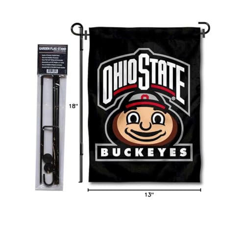 College Flags & Banners Co. Ohio State Buckeyes Mascot Brutus Garden Flag and Pole Holder Set