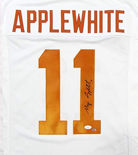 Major Applewhite Autographed White Pro Style Jersey- JSA Authenticated *R1