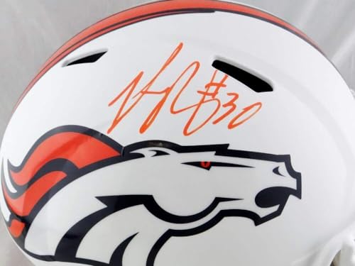 Phillip Lindsay Signed Denver Broncos F/S Flat White Speed Helmet - JSA W Auth