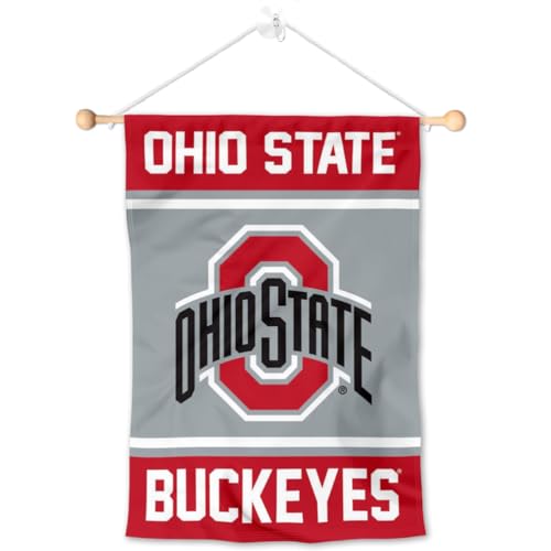 College Flags & Banners Co. Ohio State Buckeyes Window Wall Banner Hanging Flag with Suction Cup