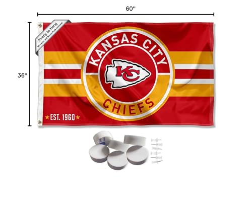 Kansas City Chiefs Patch Button Banner and Tapestry Wall Tack Pads