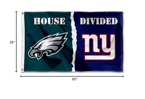 WinCraft Eagles and Giants House Divided Flag Rivalry Banner