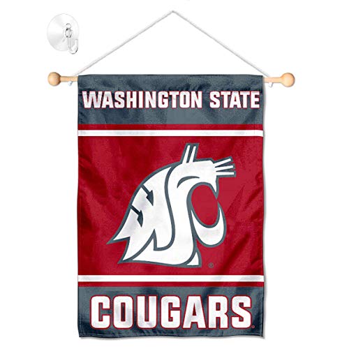 College Flags & Banners Co. Washington State Cougars Window Wall Banner Hanging Flag with Suction Cup