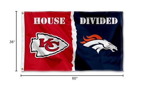 WinCraft Chiefs and Broncos House Divided Flag Rivalry Banner