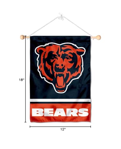 Chicago Bears Bear Head Banner Window Wall Hanging Flag with Suction Cup