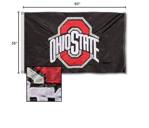 College Flags & Banners Co. Ohio State Buckeyes Embroidered and Stitched Nylon Flag