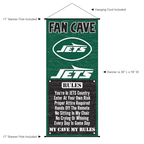 WinCraft New York Jets Man Cave Fan Banner Wall Door Scroll