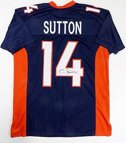 Courtland Sutton Autographed Blue Pro Style Jersey- JSA W Auth *4