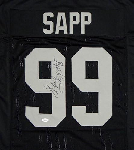 Warren Sapp Autographed Black Pro Style Jersey HOF- JSA Witness Auth *Vert HOF