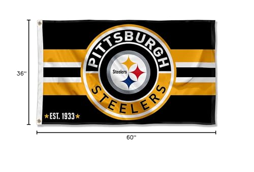 WinCraft Pittsburgh Steelers Patch Button Circle Logo Flag Large 3x5 Banner