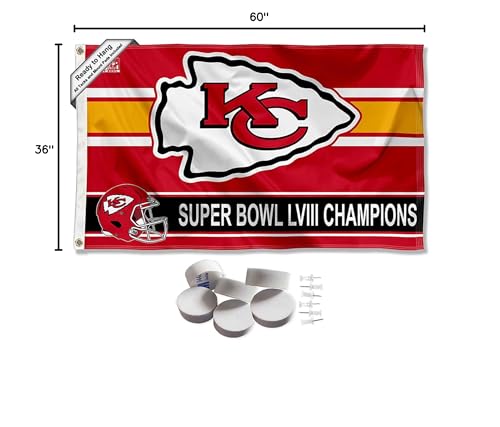 Kansas City Chiefs 2023 2024 Super Bowl Champions Banner and Tapestry Wall Tack Pads