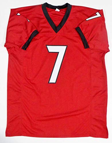 D'Andre Swift Autographed Red College Style Jersey- Beckett W Auth *7