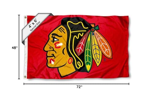 WinCraft Chicago Blackhawks Large Flag 4x6 Feet Banner