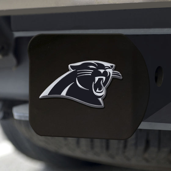 Carolina Panthers Hitch Cover Chrome Emblem on Black - Special Order