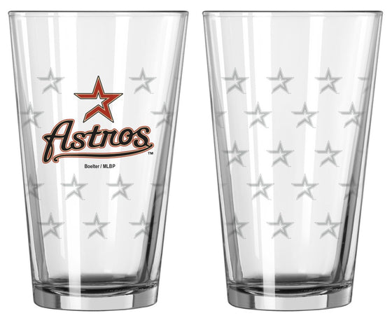 Houston Astros Satin Etch Pint Glass Set - Special Order