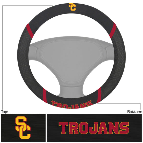 USC Trojans Steering Wheel Cover Mesh/Stitched Special Order