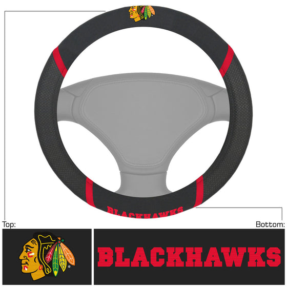 Chicago Blackhawks Steering Wheel Cover Mesh/Stitched Special Order