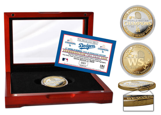 LA Dodgers 2024 World Series Champions Gold and Silver 2-Tone Coin