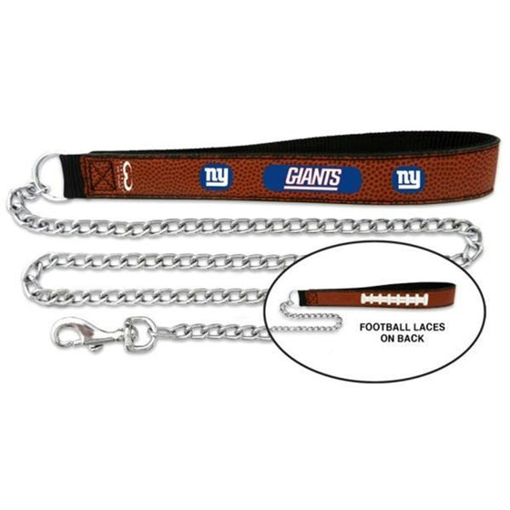 New York Giants Pet Leash Leather Chain Football Size Medium