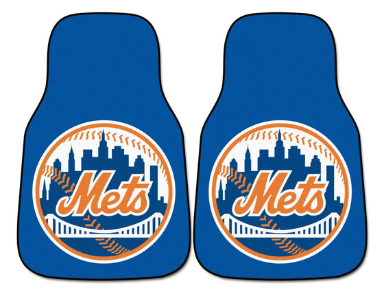 New York Mets Car Mats Printed Carpet 2 Piece Set - Special Order