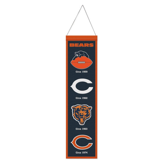 CHICAGO BEARS WOOL BANNER 8" X 32" - 757 Sports Collectibles