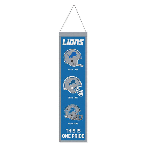 Detroit Lions Banner Wool 8x32 Heritage Evolution Design - 757 Sports Collectibles