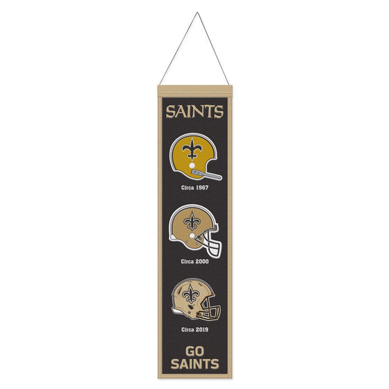 New Orleans Saints Banner Wool 8x32 Heritage Evolution Design - 757 Sports Collectibles