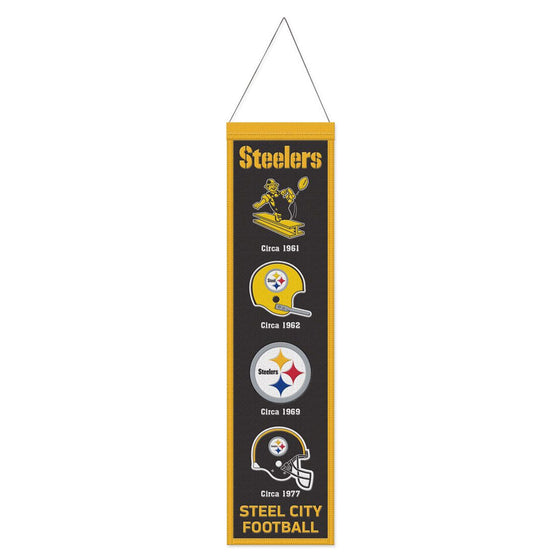 Pittsburgh Steelers Banner Wool 8x32 Heritage Evolution Design - 757 Sports Collectibles