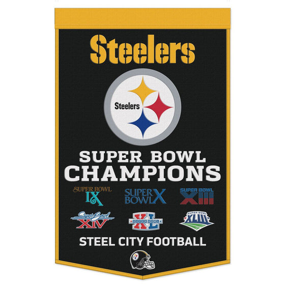 Pittsburgh Steelers Banner Wool 24x38 Dynasty Champ Design