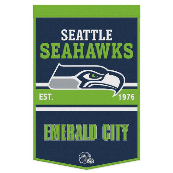 Seattle Seahawks Banner Wool 24x38 Dynasty Slogan Design - Special Order