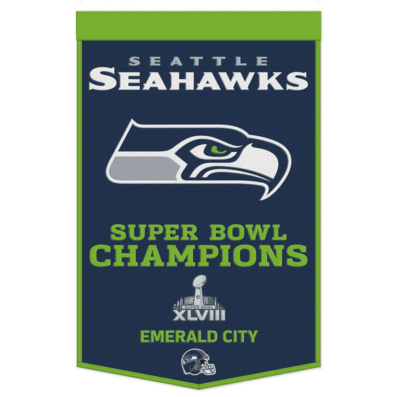 Seattle Seahawks Banner Wool 24x38 Dynasty Champ Design - Special Order