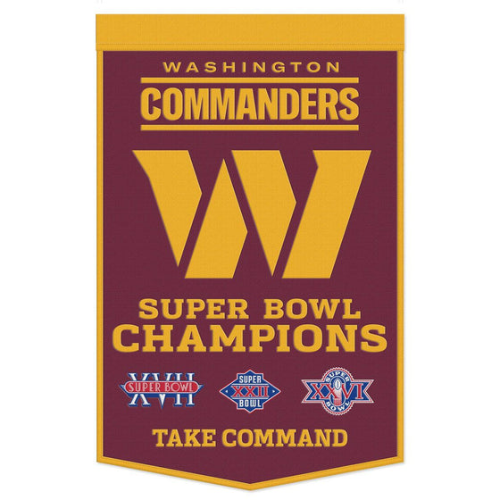 Washington Commanders Banner Wool 24x38 Dynasty Champ Design - Special Order