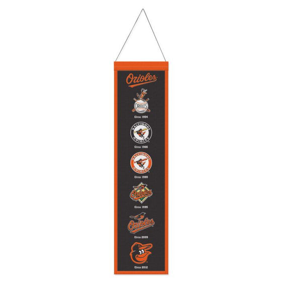 BALTIMORE ORIOLES WOOL BANNER 8" X 32" - 757 Sports Collectibles