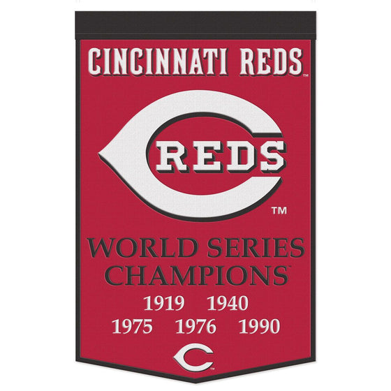 Cincinnati Reds Banner Wool 24x38 Dynasty Champ Design - Special Order