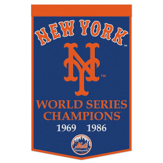 NEW YORK METS WOOL BANNER 24" X 38" - 757 Sports Collectibles