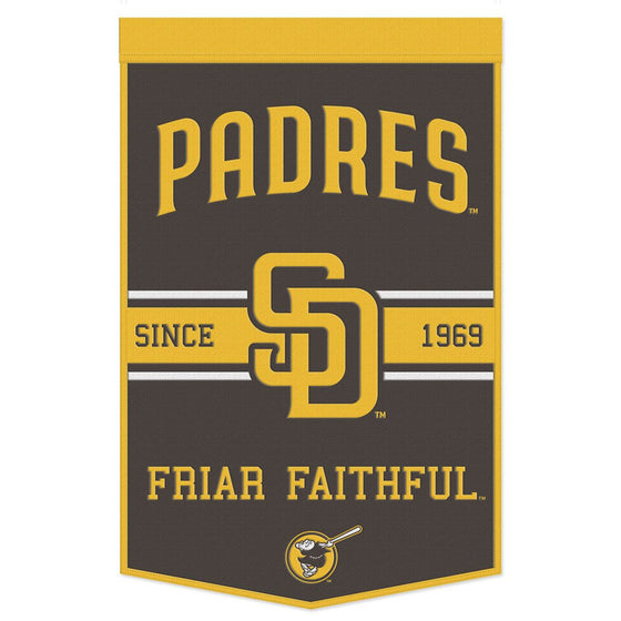 San Diego Padres Banner Wool 24x38 Dynasty Slogan Design - Special Order