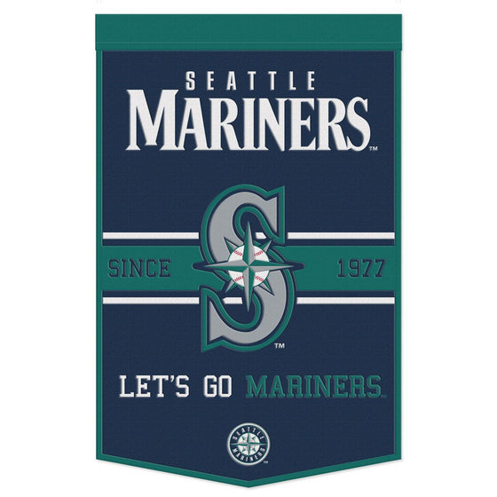 Seattle Mariners Banner Wool 24x38 Dynasty Slogan Design - Special Order