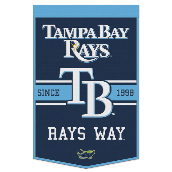 Tampa Bay Rays Banner Wool 24x38 Dynasty Slogan Design - Special Order