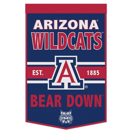 Arizona Wildcats Banner Wool 24x38 Dynasty Slogan Design - Special Order