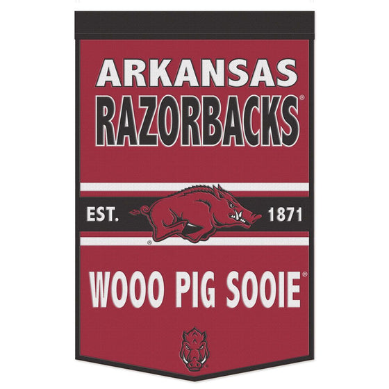 Arkansas Razorbacks Banner Wool 24x38 Dynasty Slogan Design - Special Order