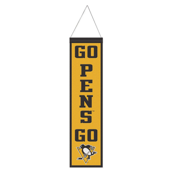 Pittsburgh Penguins Banner Wool 8x32 Heritage Slogan Design - 757 Sports Collectibles