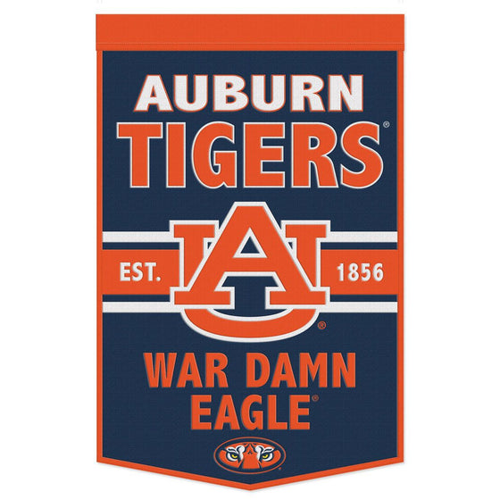 Auburn Tigers Banner Wool 24x38 Dynasty Slogan Design - Special Order