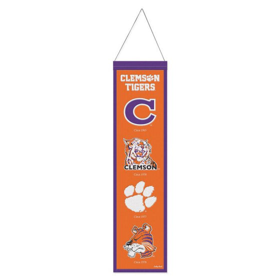 Clemson Tigers /College Vault EVOLUTION Wool Banner 8" x 32"