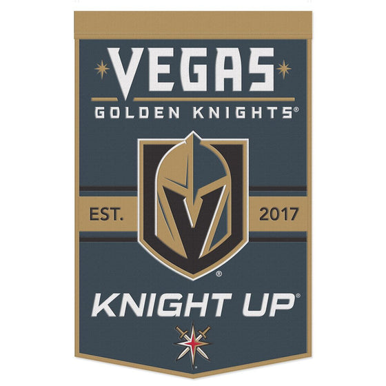 Vegas Golden Knights Banner Wool 24x38 Dynasty Slogan Design - Special Order