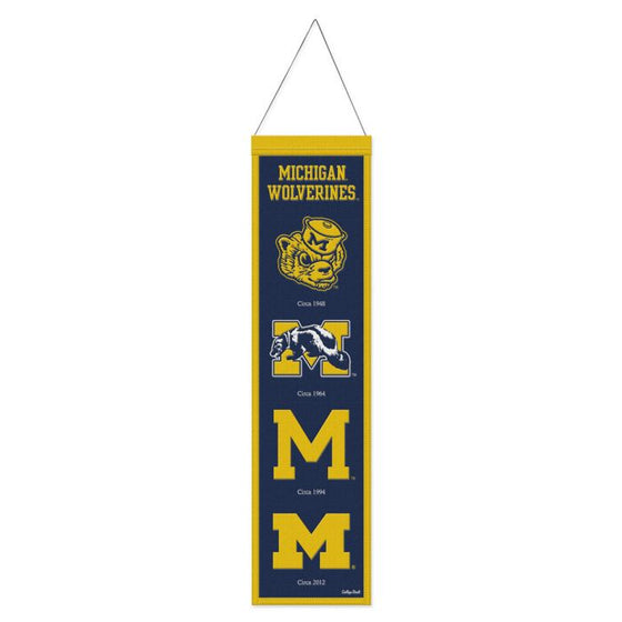 MICHIGAN WOLVERINES /COLLEGE VAULT EVOLUTION WOOL BANNER 8" X 32" - 757 Sports Collectibles