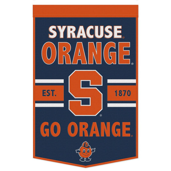 Syracuse Orange Banner Wool 24x38 Dynasty Slogan Design - Special Order